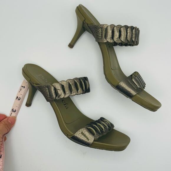 Pedro Garcia olive green kitten heel sandals with braided straps size 37 - Picture 8 of 10